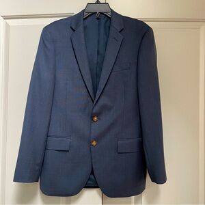 J. Crew Thompson Heathered Navy 100% Wool 38S Suit Jacket Sport Coat Flawed